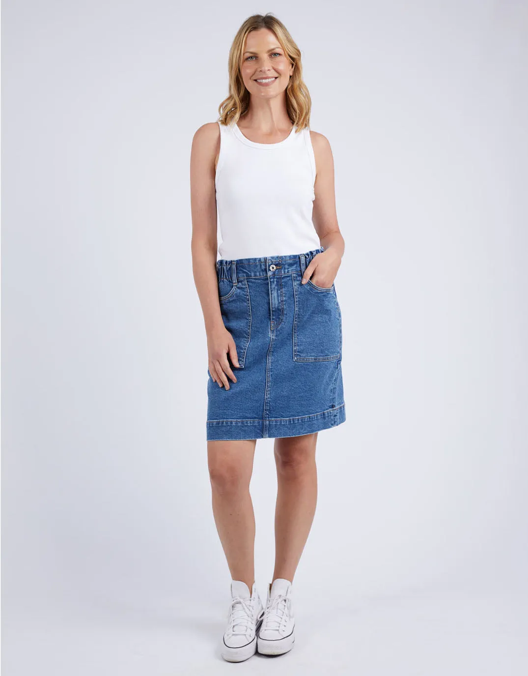 Atlas Denim Skirt - Dark Blue Wash