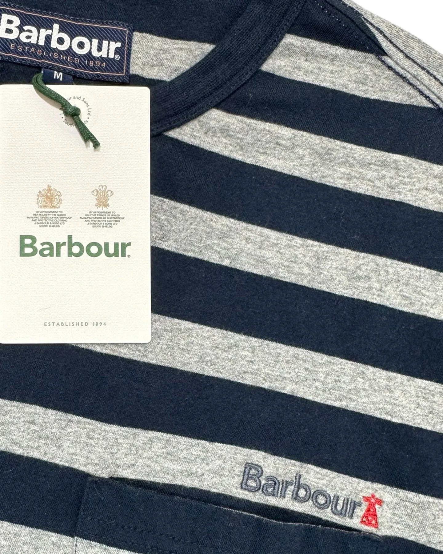 Barbour Long Sleeve Shirt Gray Black Stripes M FINAL SALE