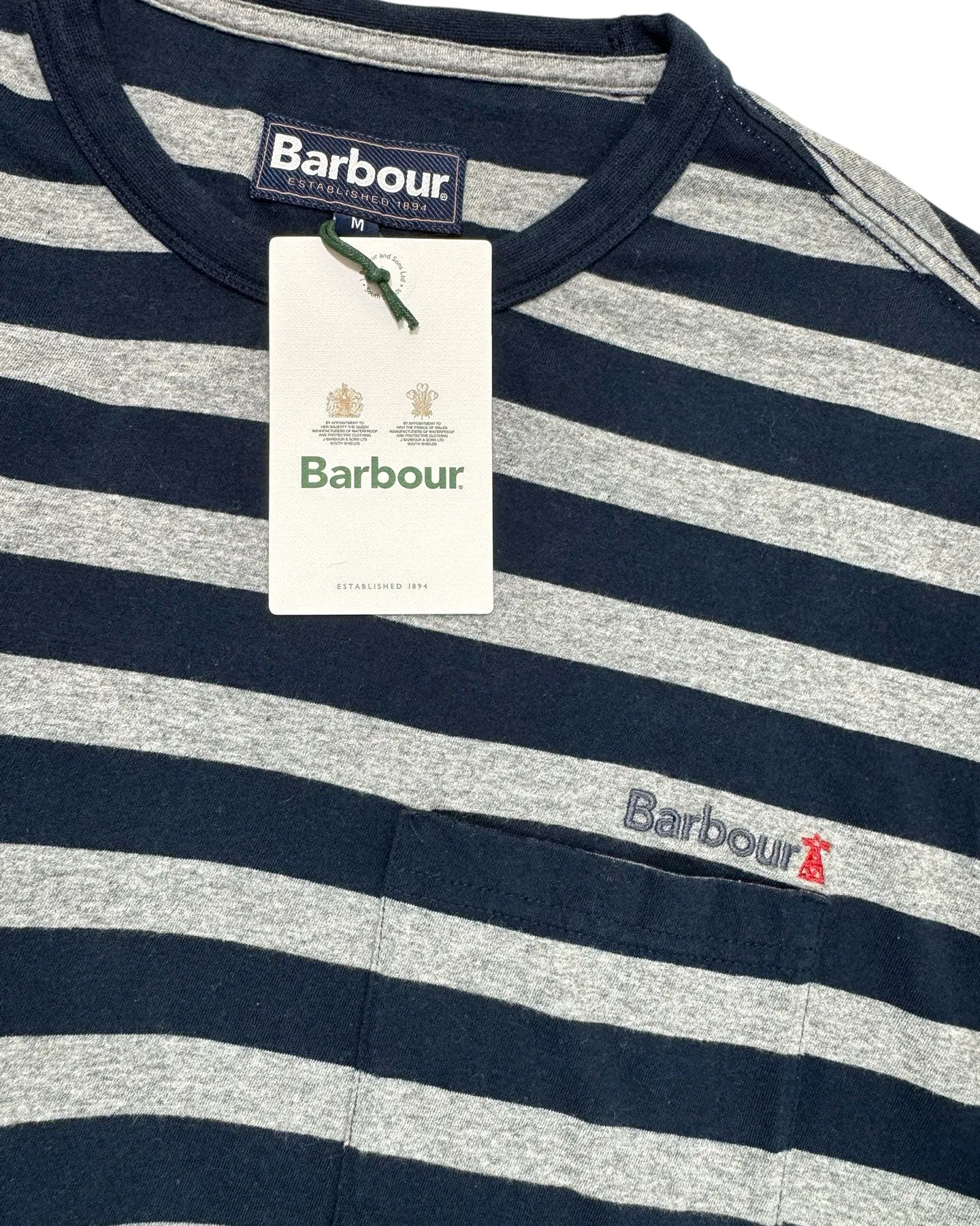 Barbour Long Sleeve Shirt Gray Black Stripes M FINAL SALE