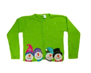 Beaded Snowmen-Kids Christmas Sweater
