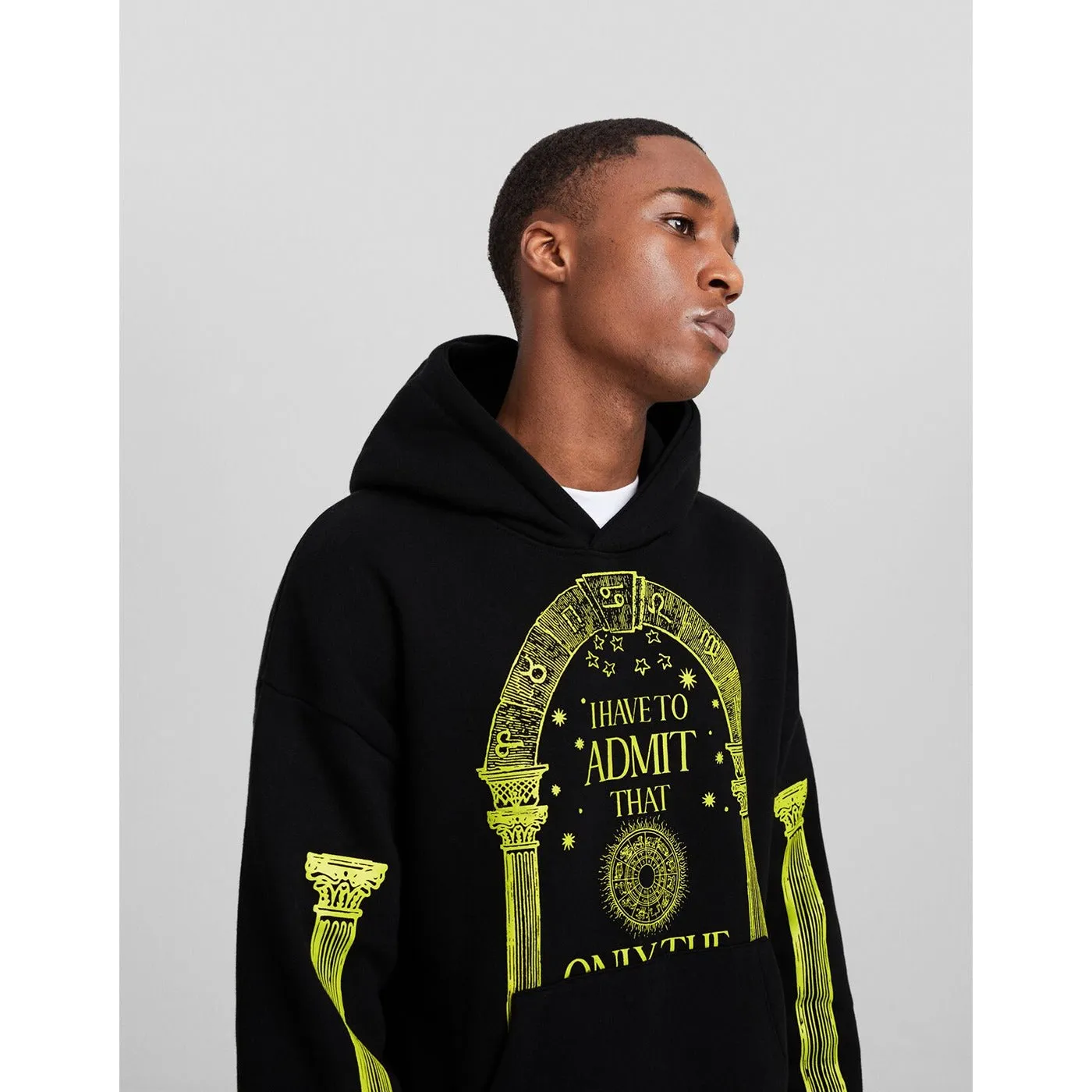 Black Oversized Printed Hoodie