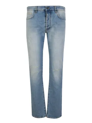 Blue straight-leg jeans
