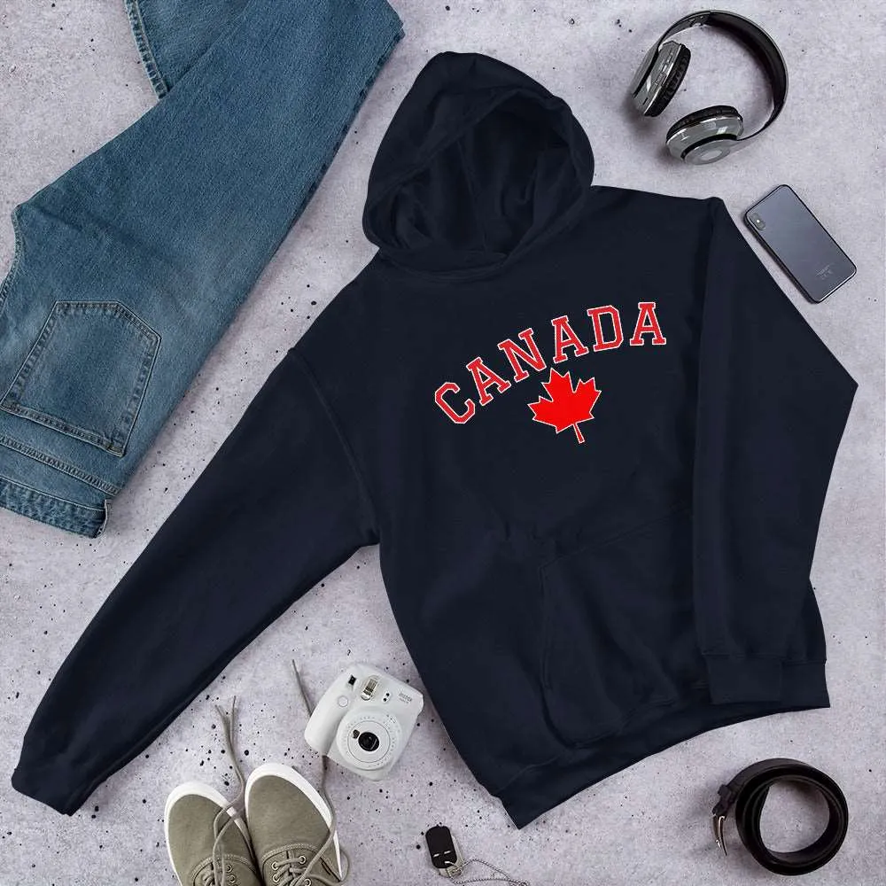 Bold Canada And Maple Leaf, Soft Feel, Double Stitched, Smooth, Stylish Unisex Heavy Blend Hoodie