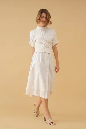 Buttoned Midi Skirt In Metallic Stripe
