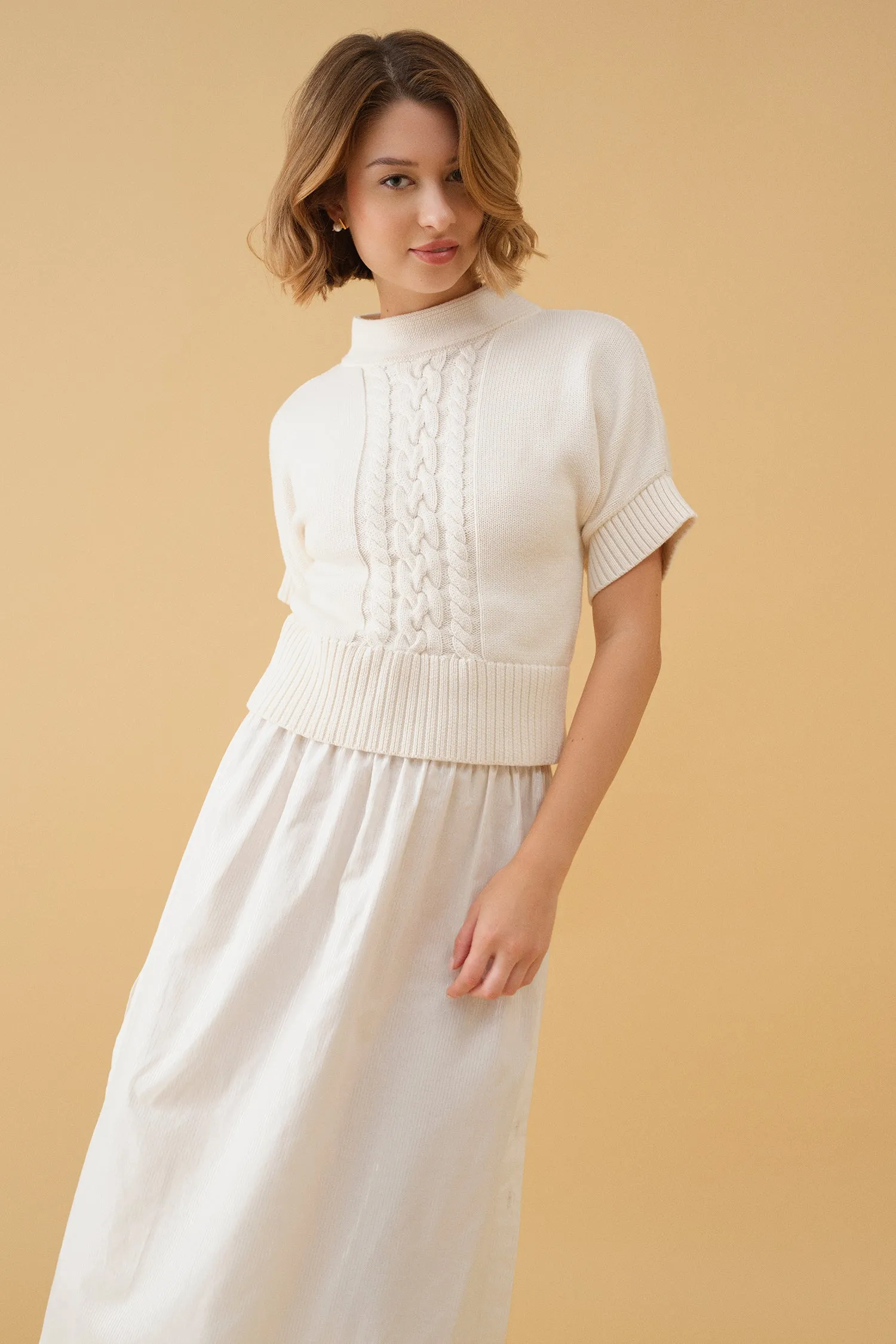Buttoned Midi Skirt In Metallic Stripe
