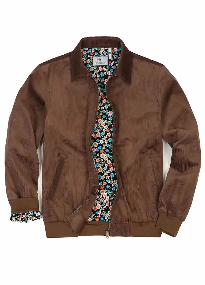 Chic Retro Women's Corduroy Jacket with Floral Lining