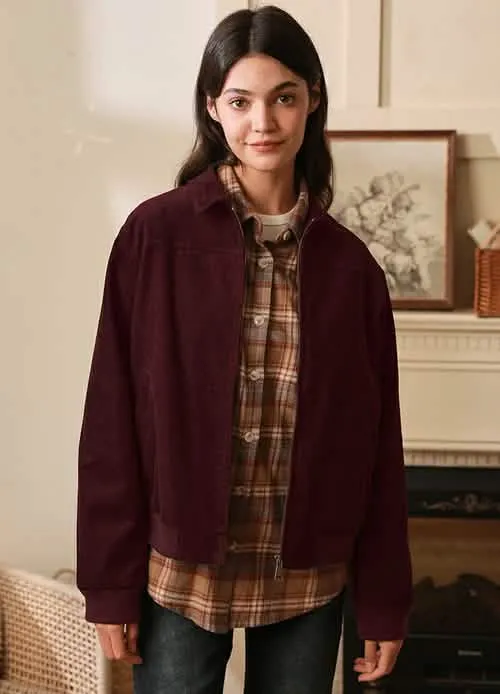 Chic Retro Women's Corduroy Jacket with Floral Lining