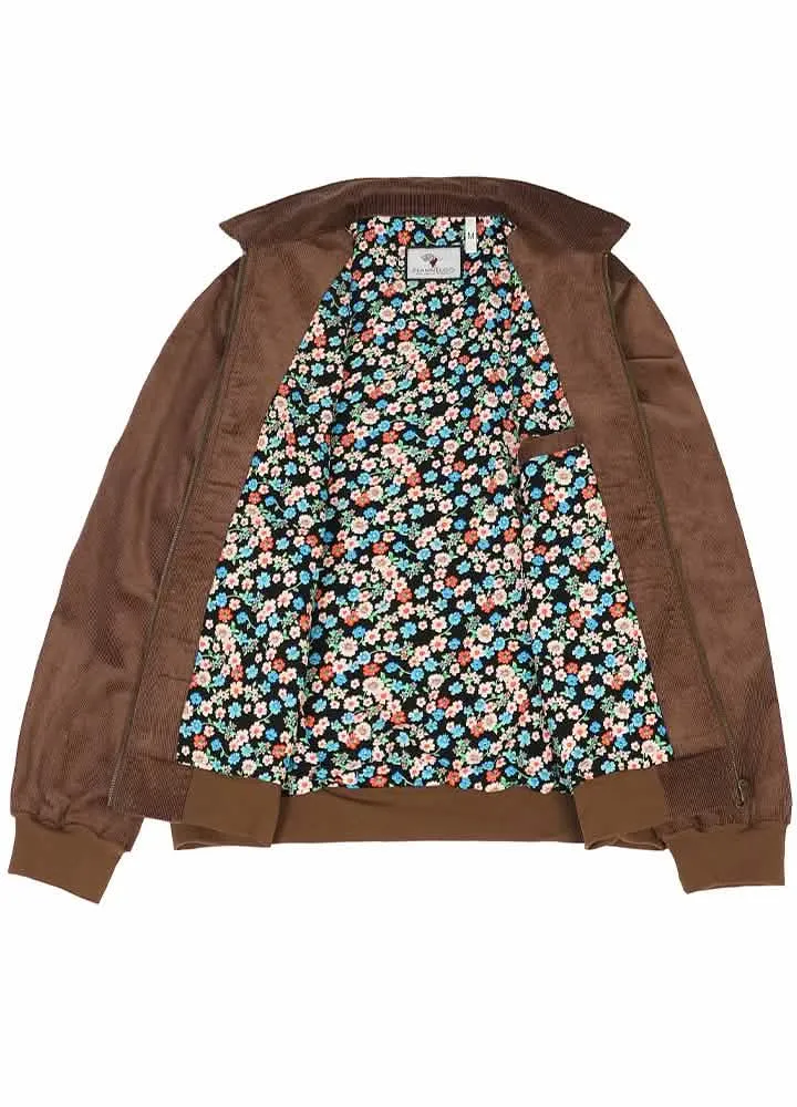 Chic Retro Women's Corduroy Jacket with Floral Lining