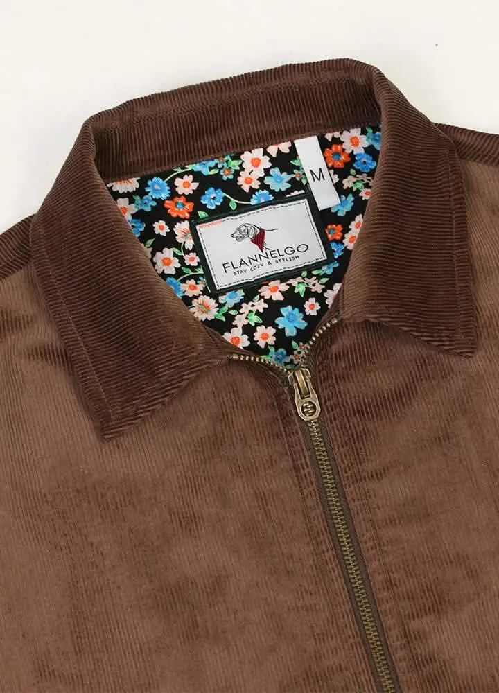 Chic Retro Women's Corduroy Jacket with Floral Lining