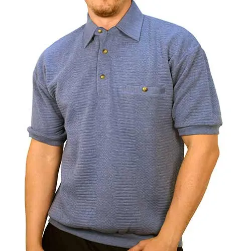 Classics by Palmland French Terry Short Sleeve  Banded Bottom Shirt 6090-720 Lt Blue