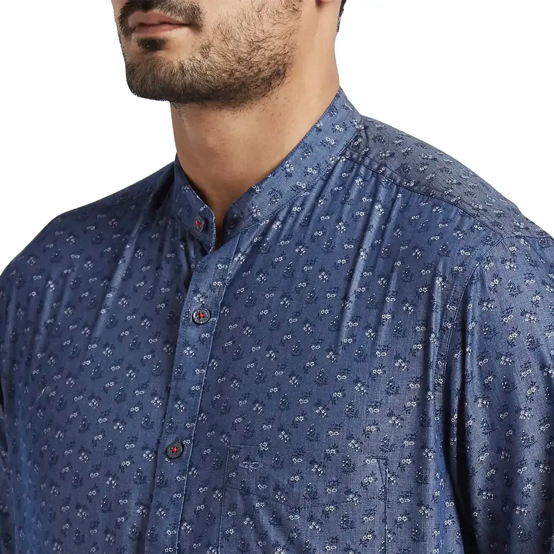 Colorplus Men Blue Yarn Dyed Tailored Fit Cotton Casual Shirt