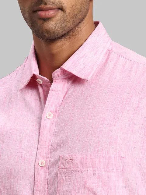 Colorplus Men Pink Warp Chambray Tailored Fit Loycell Blend Shirt