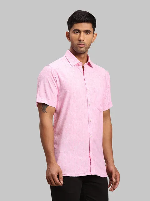 Colorplus Men Pink Warp Chambray Tailored Fit Loycell Blend Shirt