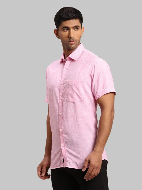 Colorplus Men Pink Warp Chambray Tailored Fit Loycell Blend Shirt