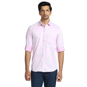 Colorplus Men Pink Weft Chambray Tailored Fit Cotton Casual Shirt