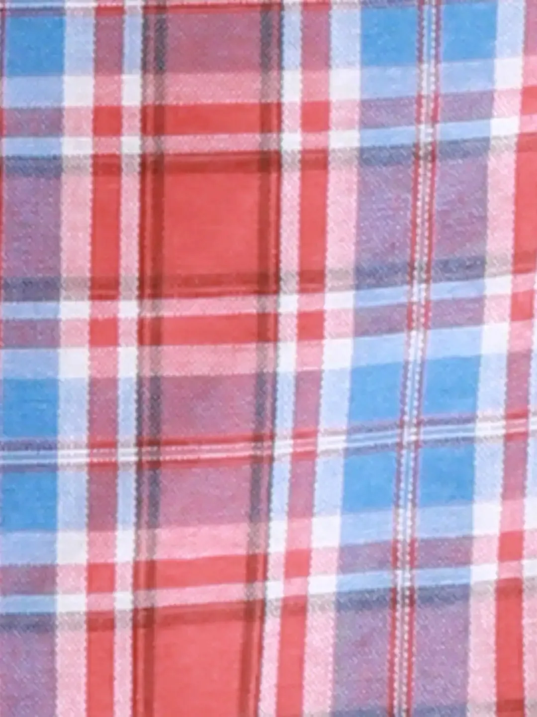 Colorplus Men Red Checks Tailored Fit Cotton Half Sleeve Shirts