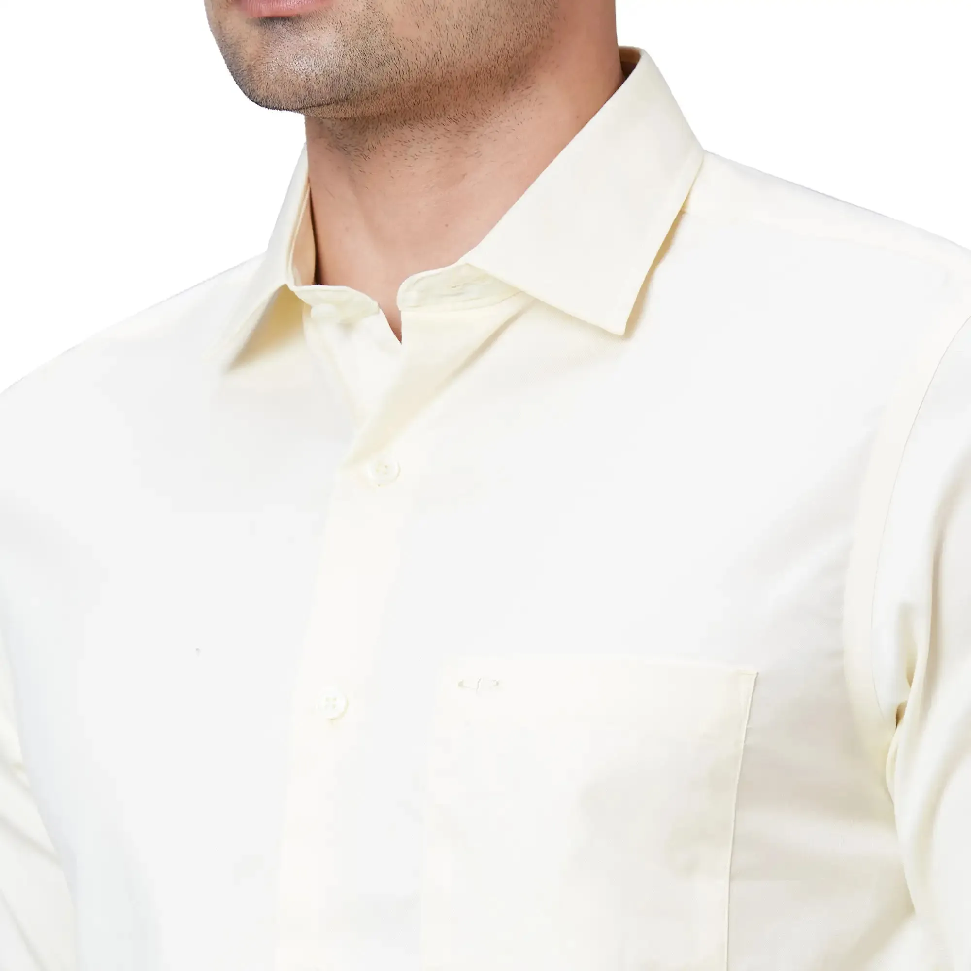 Colorplus Men Yellow Tailored Fit Solid Cotton Casual Shirt
