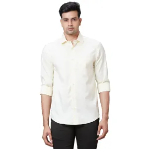 Colorplus Men Yellow Tailored Fit Solid Cotton Casual Shirt