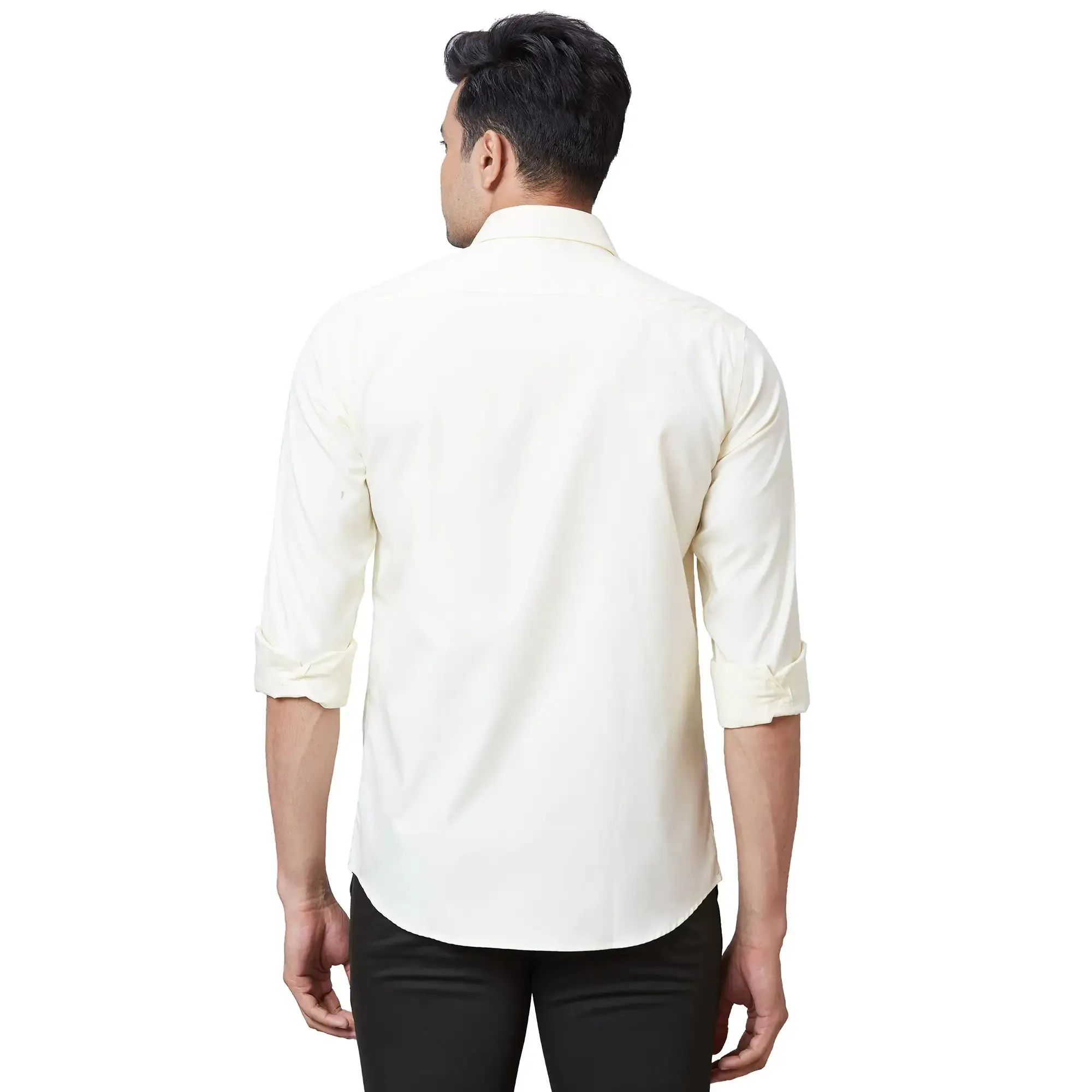 Colorplus Men Yellow Tailored Fit Solid Cotton Casual Shirt