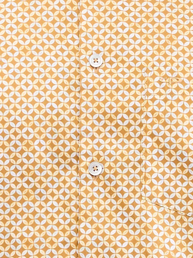 Colorplus Yellow Printed Tailored Fit Cotton Casual Shirt