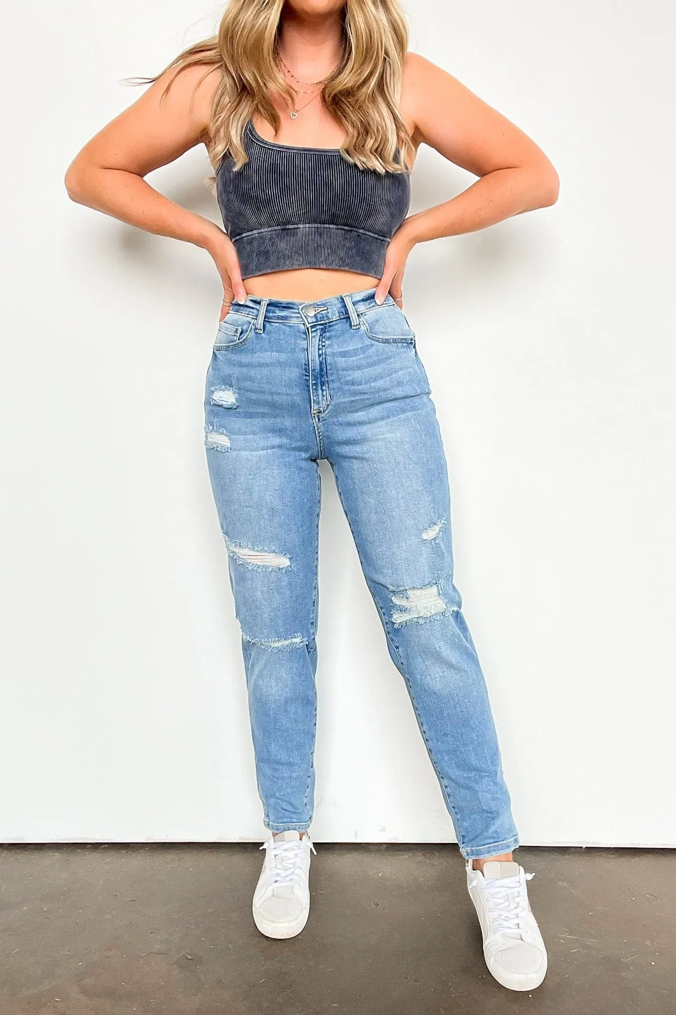 Covella High Rise Distressed Straight Jeans - FINAL SALE