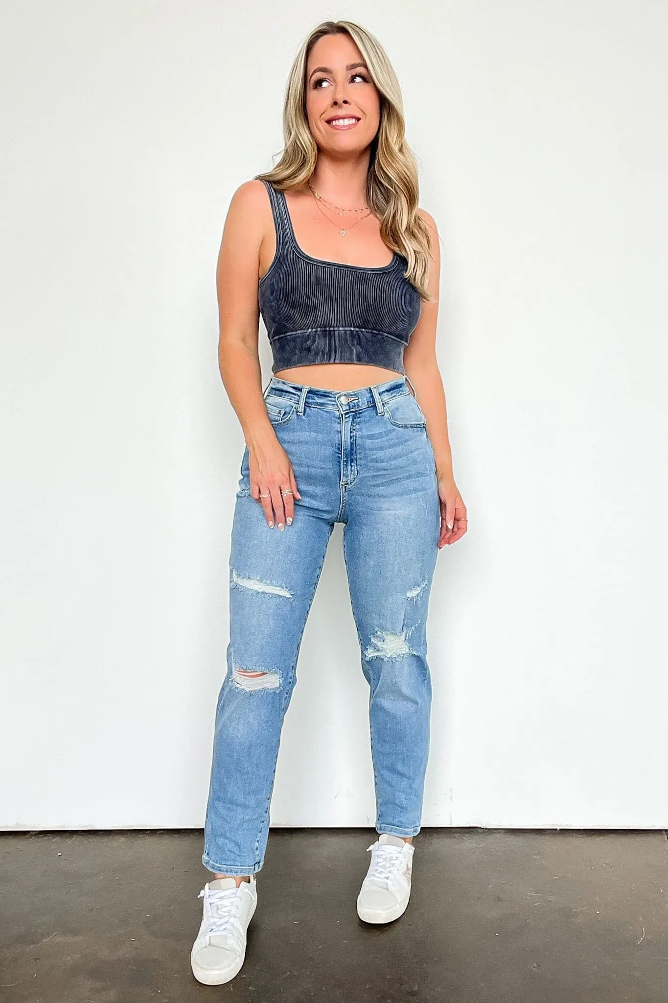 Covella High Rise Distressed Straight Jeans - FINAL SALE