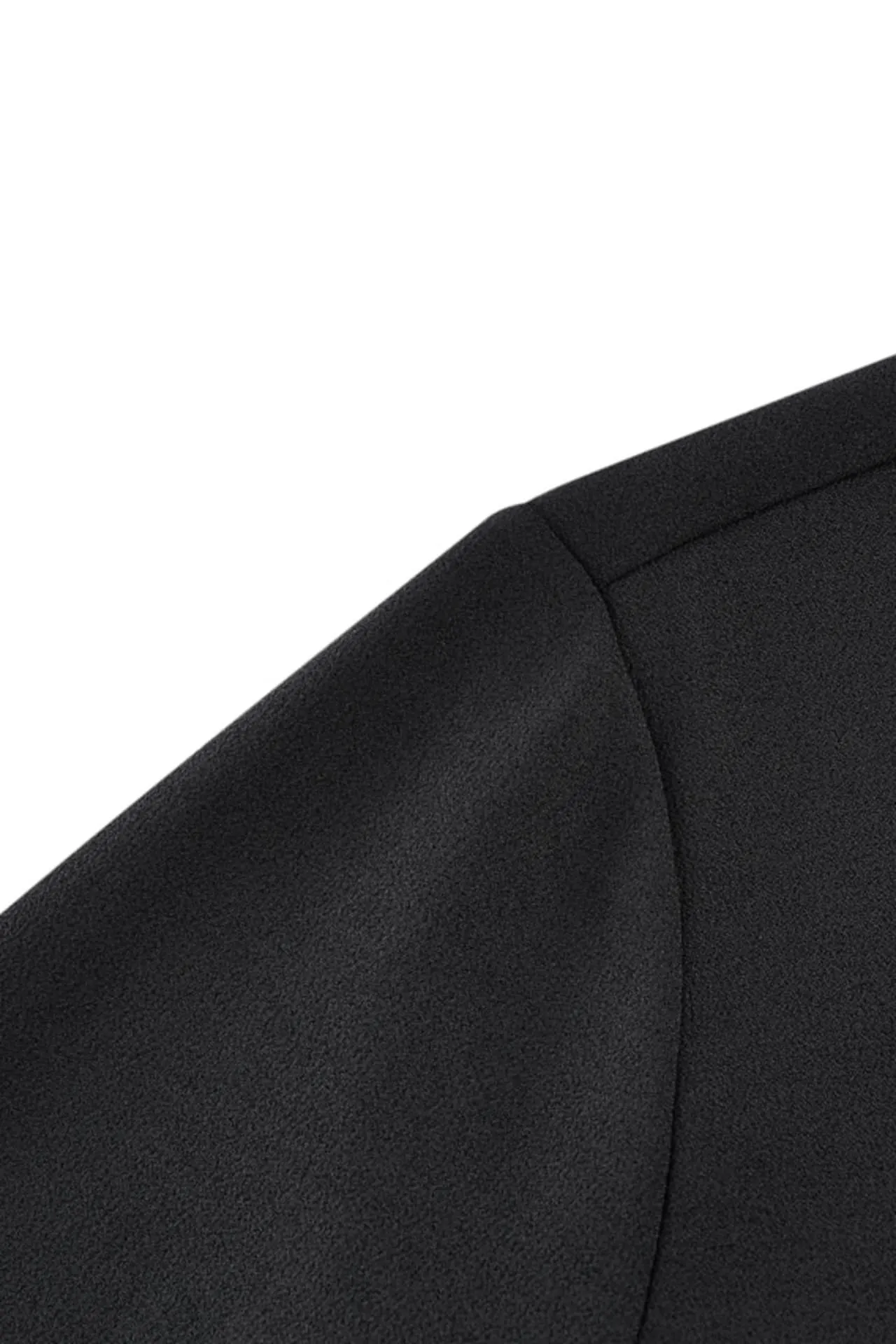 Crepe Ruffled Stand Collar Blouse With Double Tie Detail