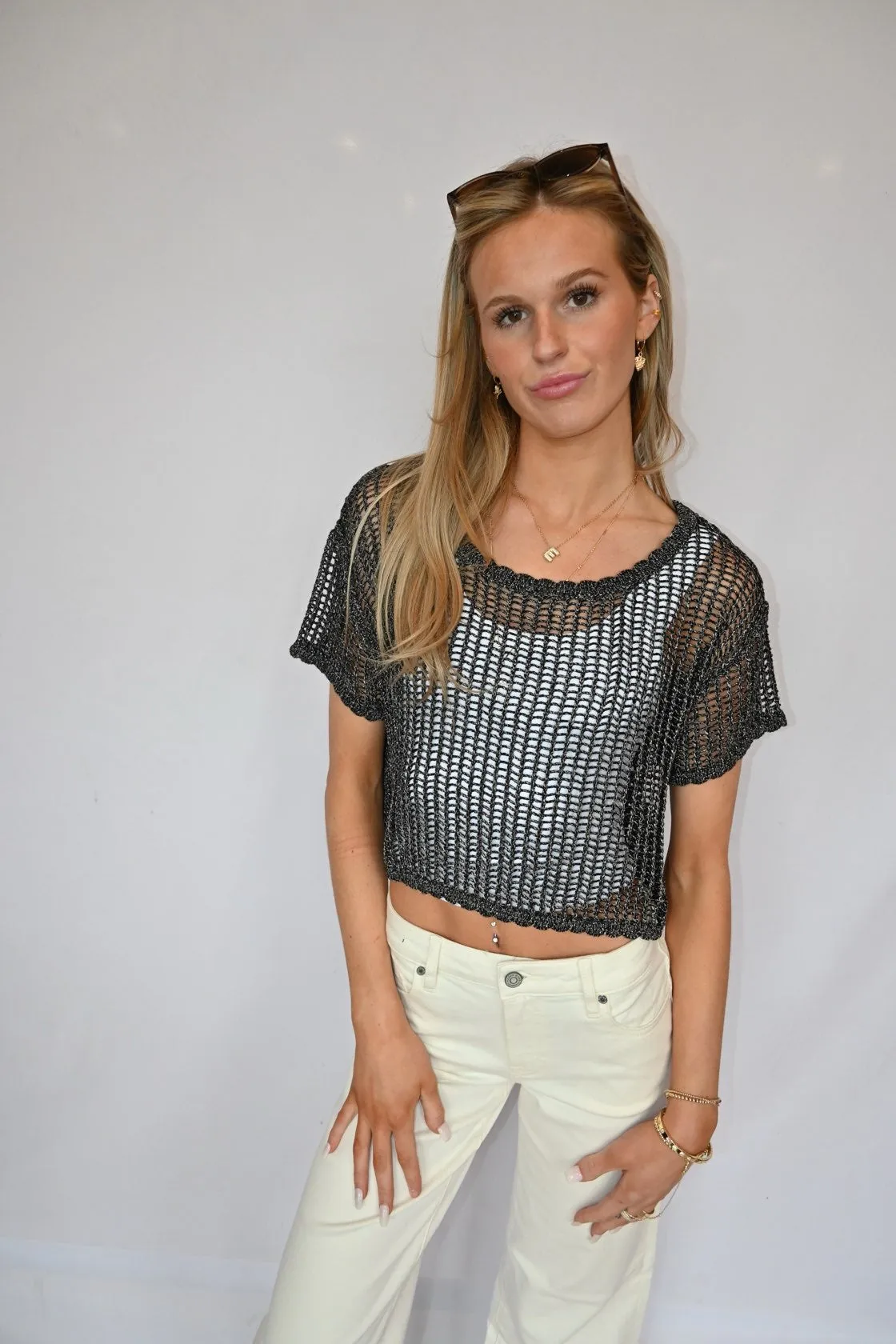 Crochet Lurex Tee