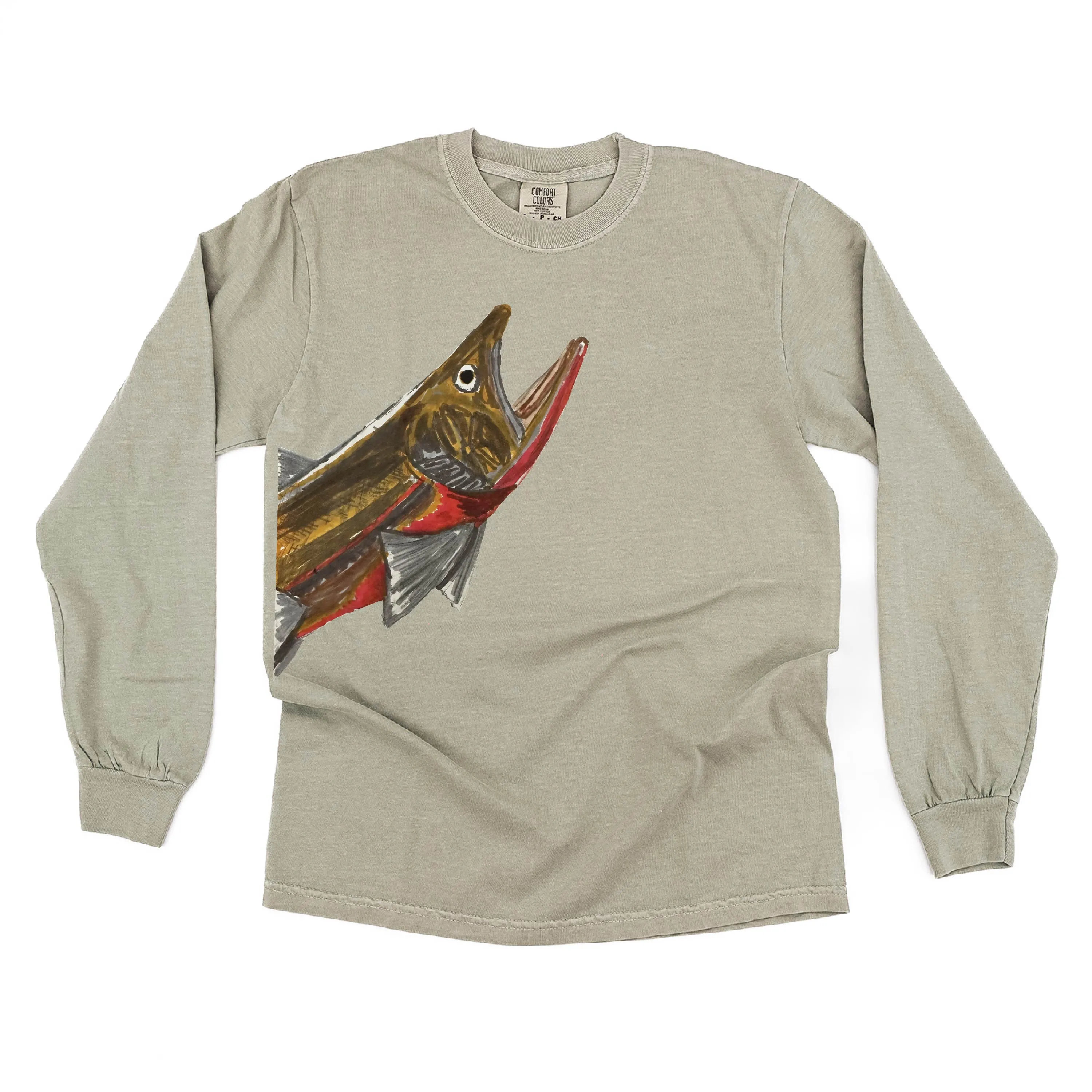 Cutthroat Trout - Hand Drawn - LONG SLEEVE COMFORT COLORS TEE