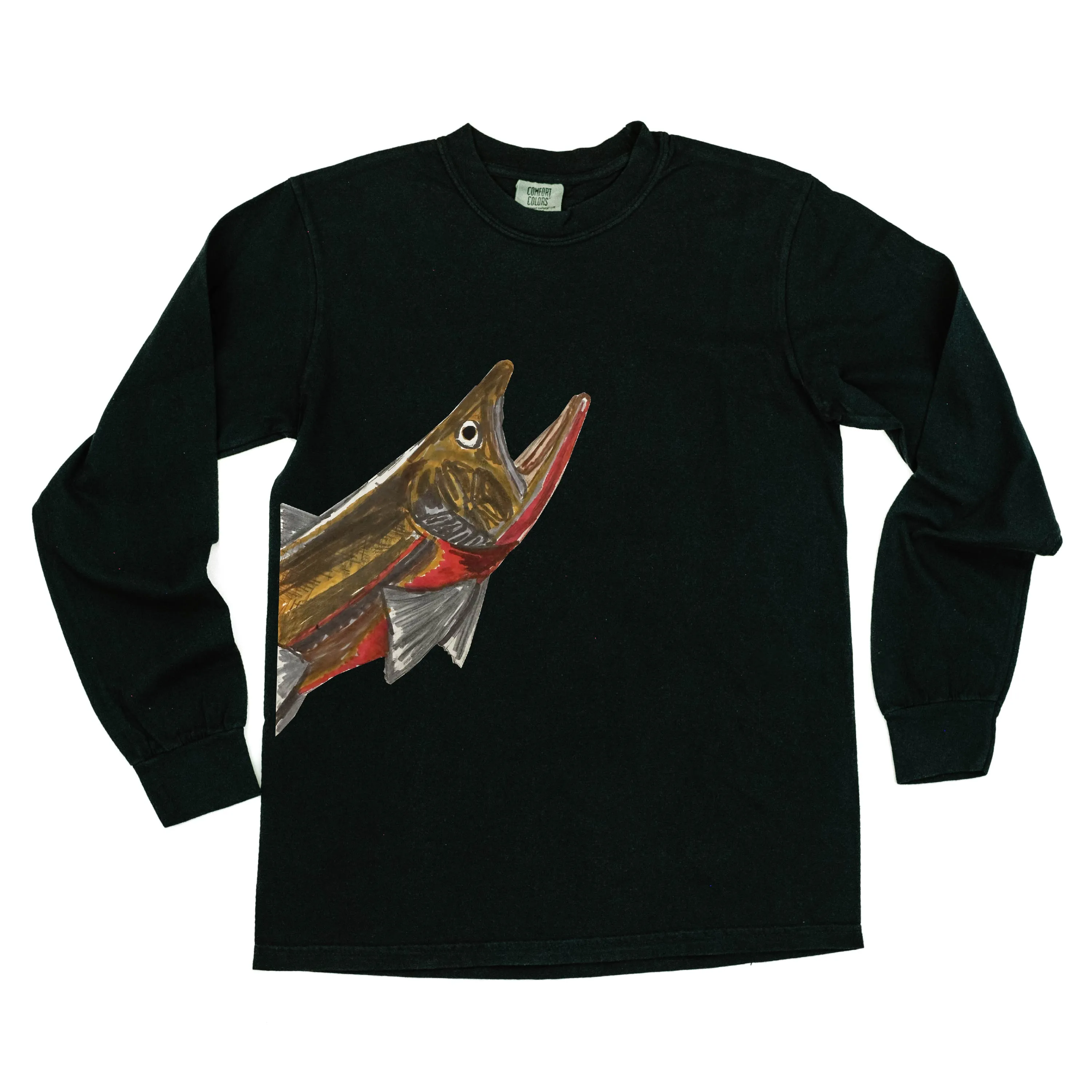 Cutthroat Trout - Hand Drawn - LONG SLEEVE COMFORT COLORS TEE