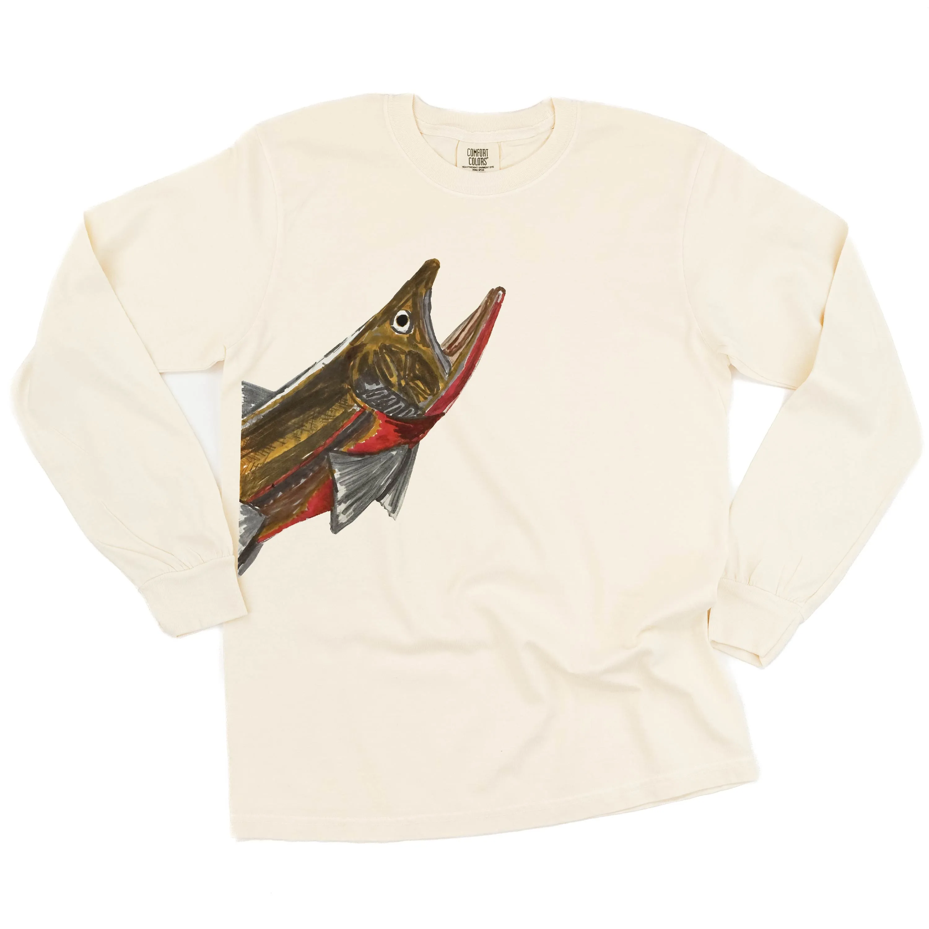 Cutthroat Trout - Hand Drawn - LONG SLEEVE COMFORT COLORS TEE