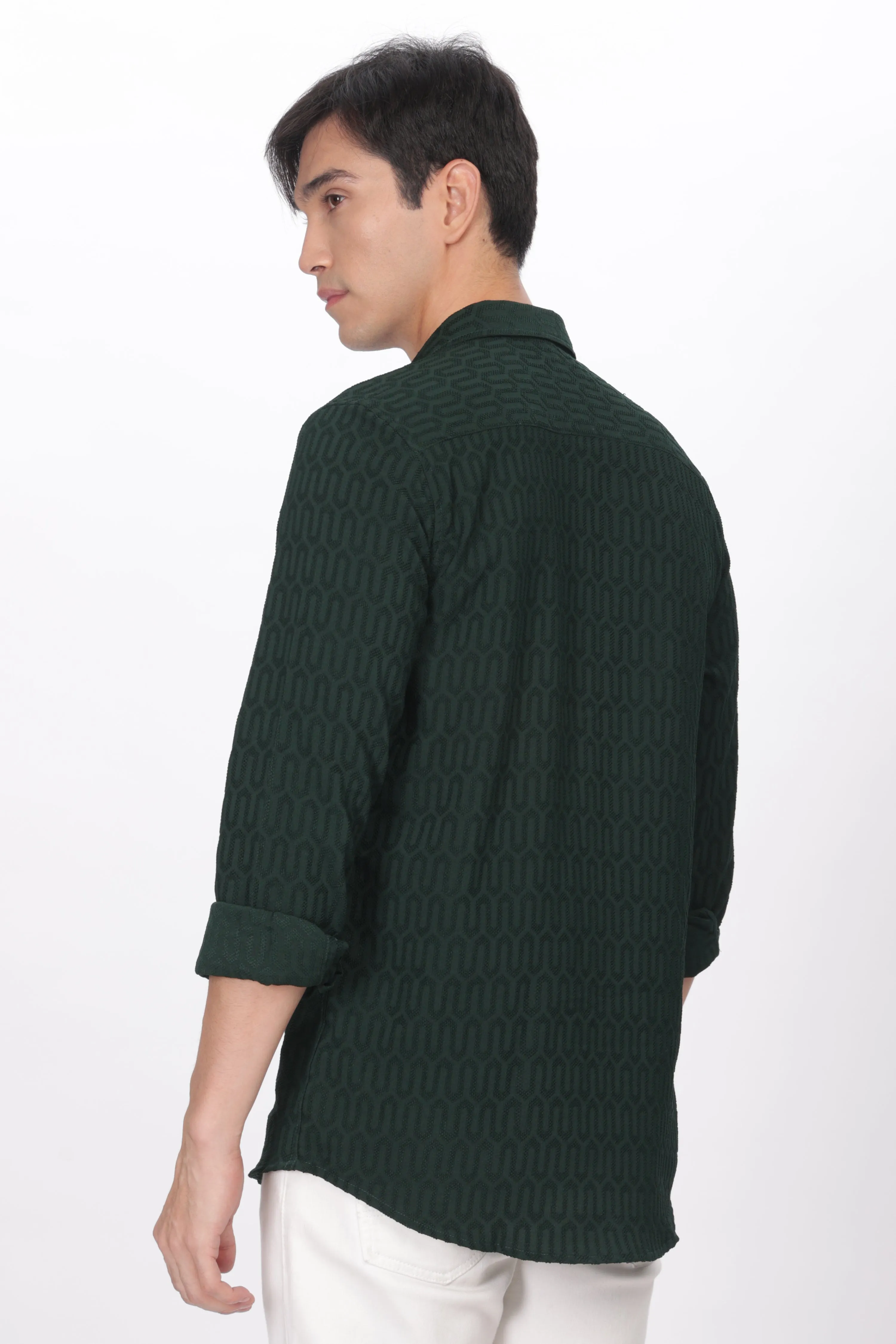 Emerald Green - Modern Fit Textured Shirt