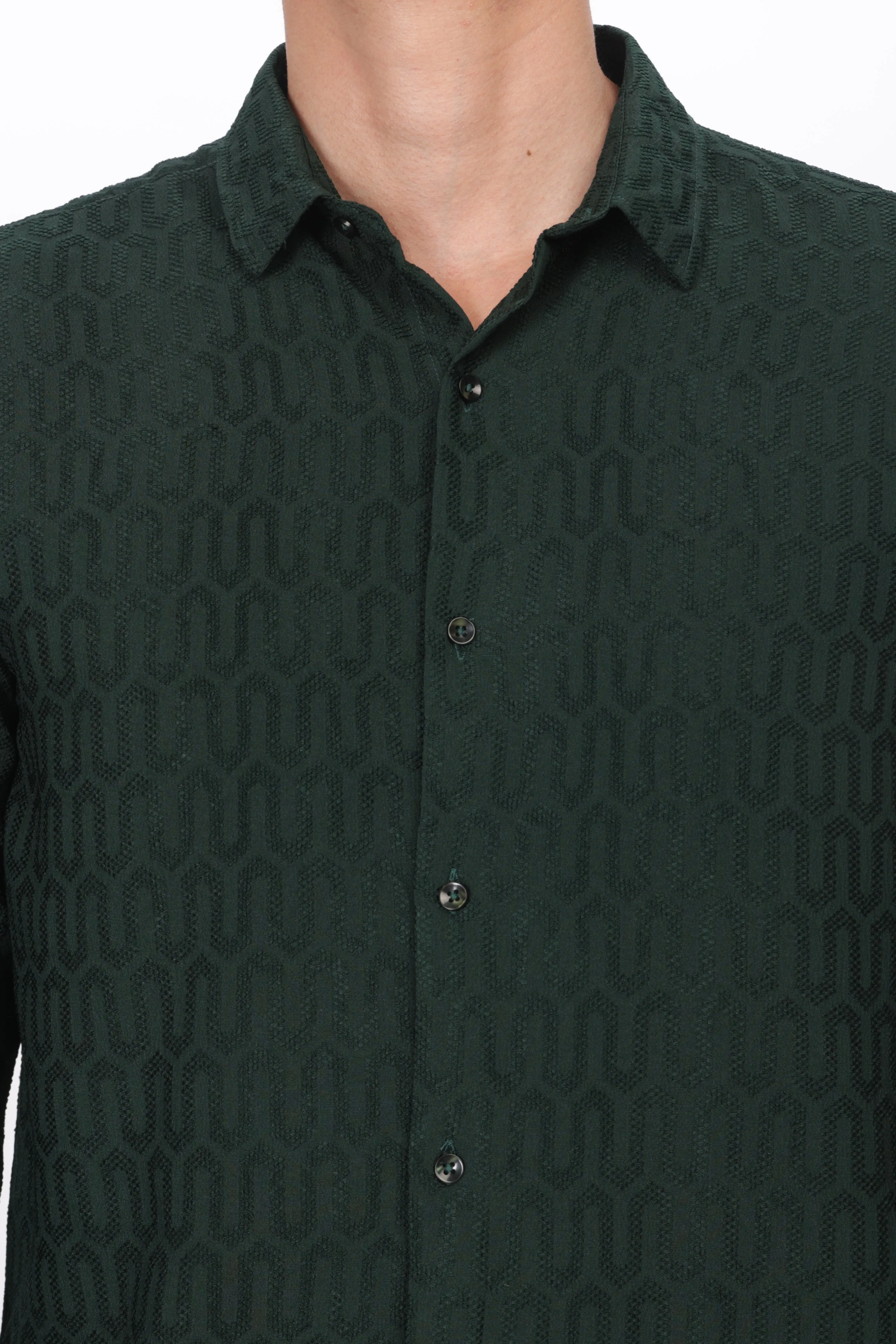 Emerald Green - Modern Fit Textured Shirt