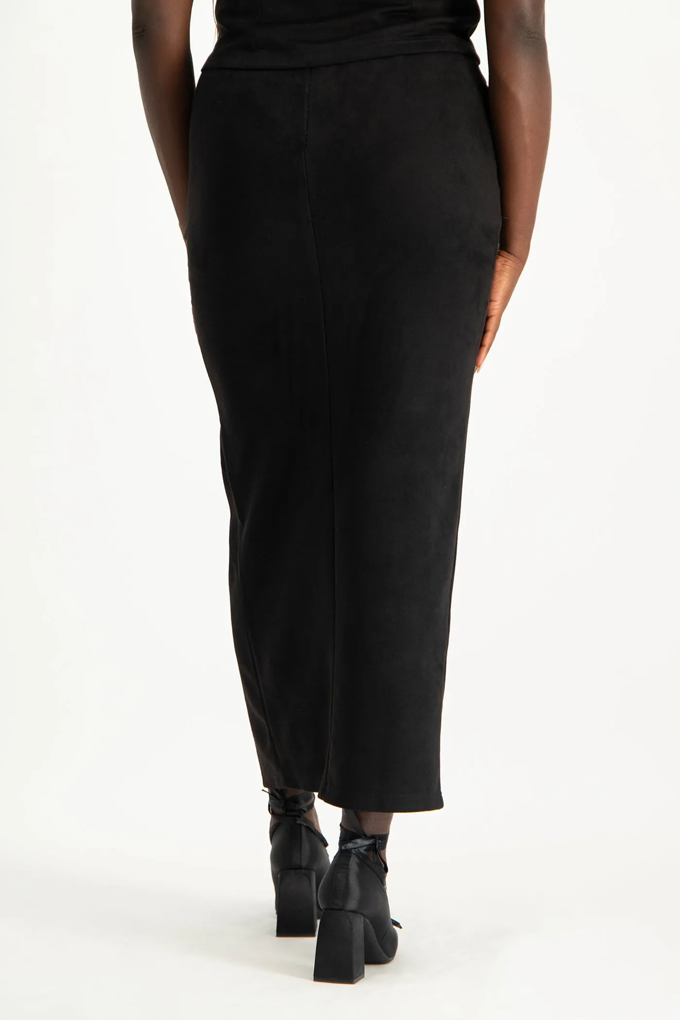 Ester Suede Maxi Skirt - Black