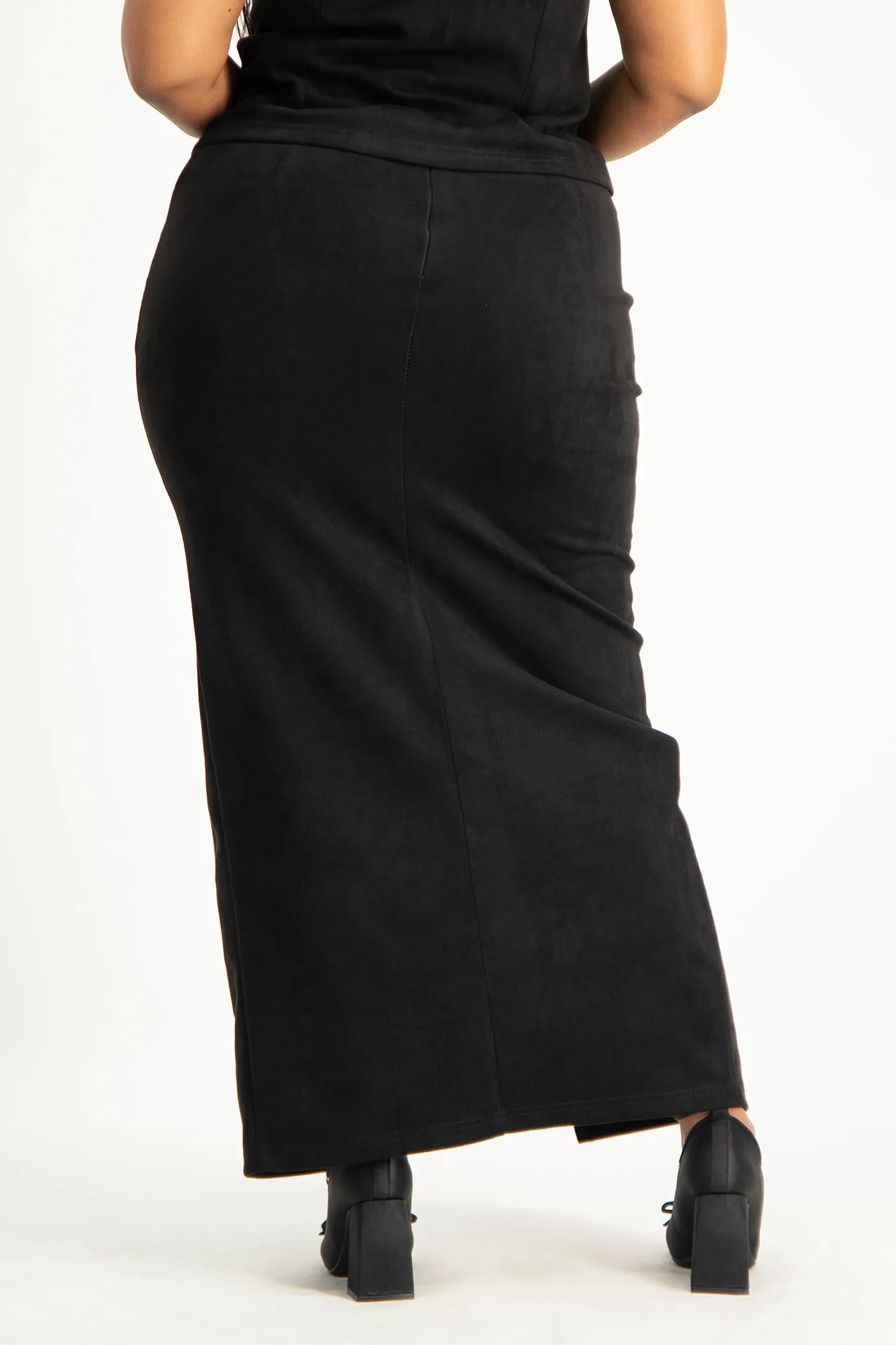 Ester Suede Maxi Skirt - Black