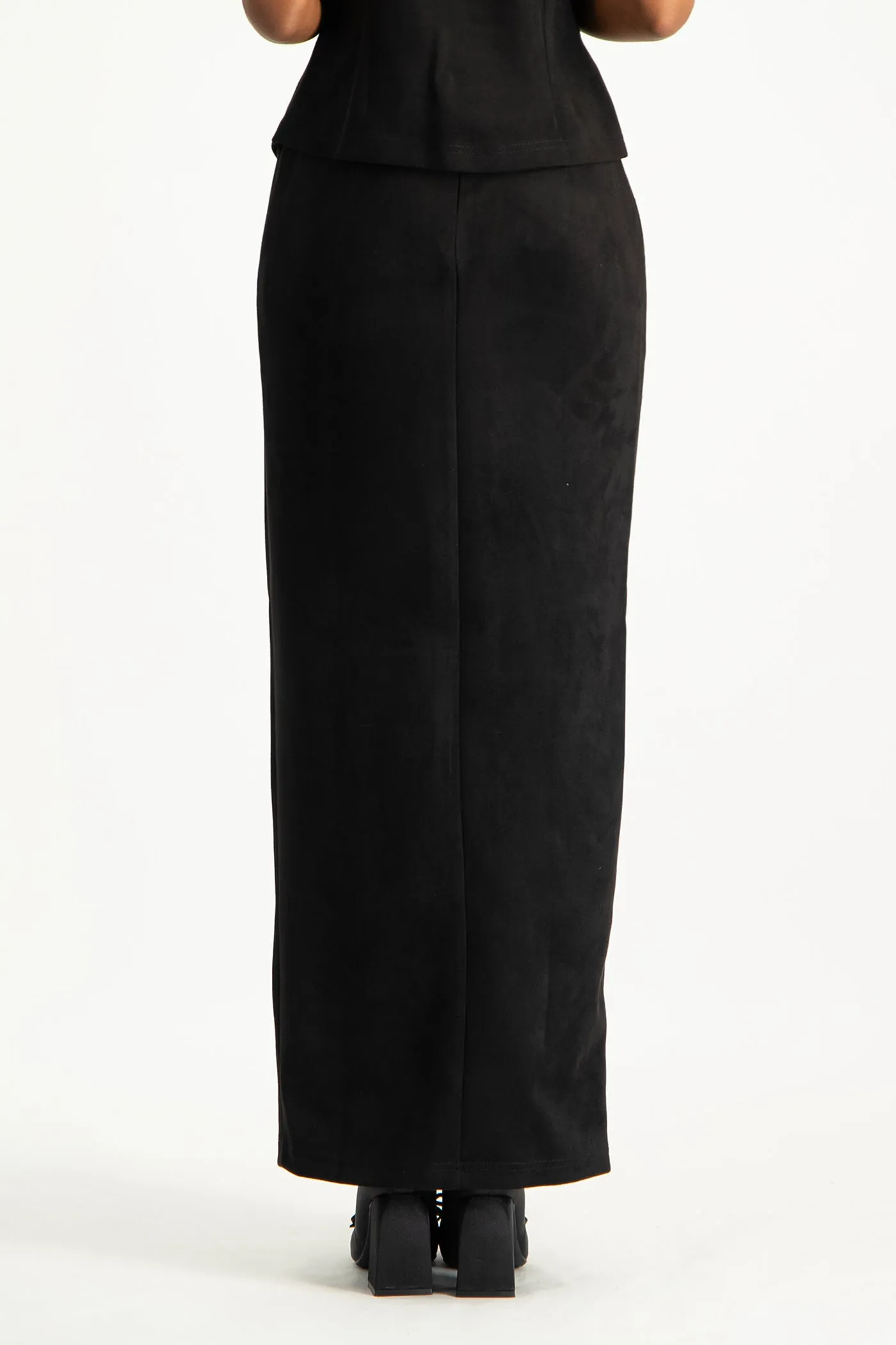 Ester Suede Maxi Skirt - Black
