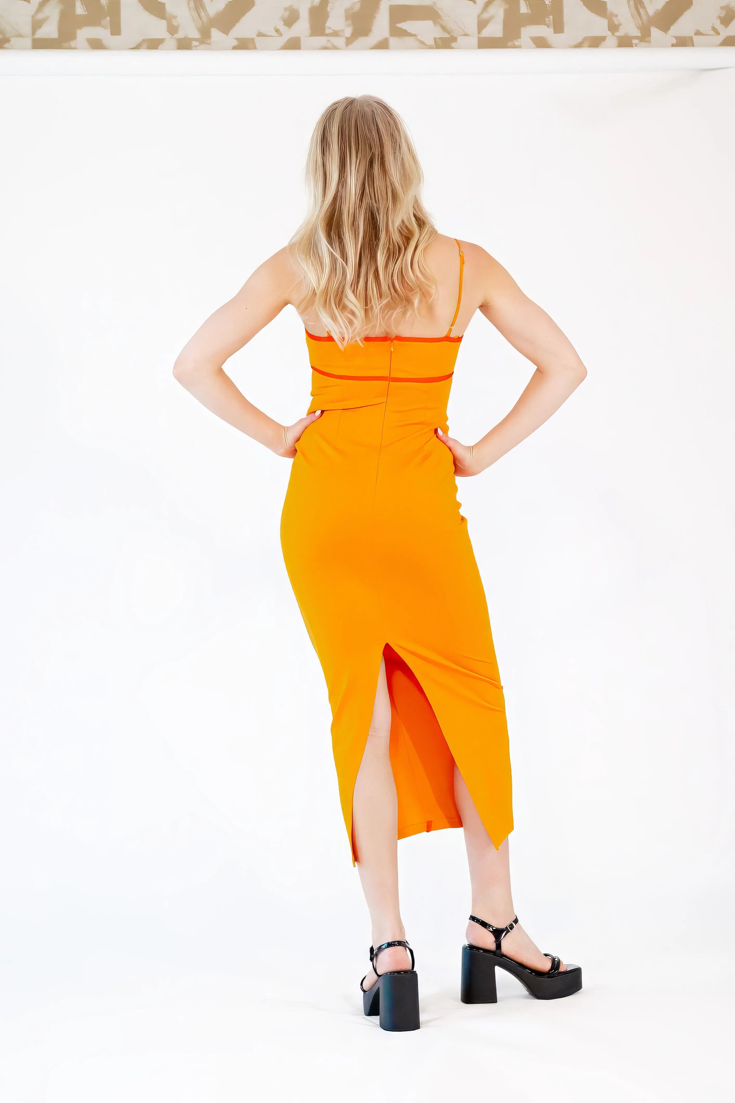 Faye Piped Maxi Dress・Orange