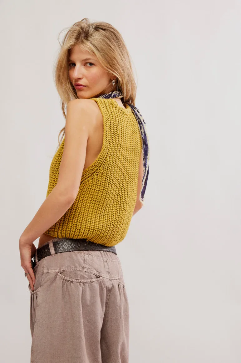Free People Close To Me Vest in Mustard Gold