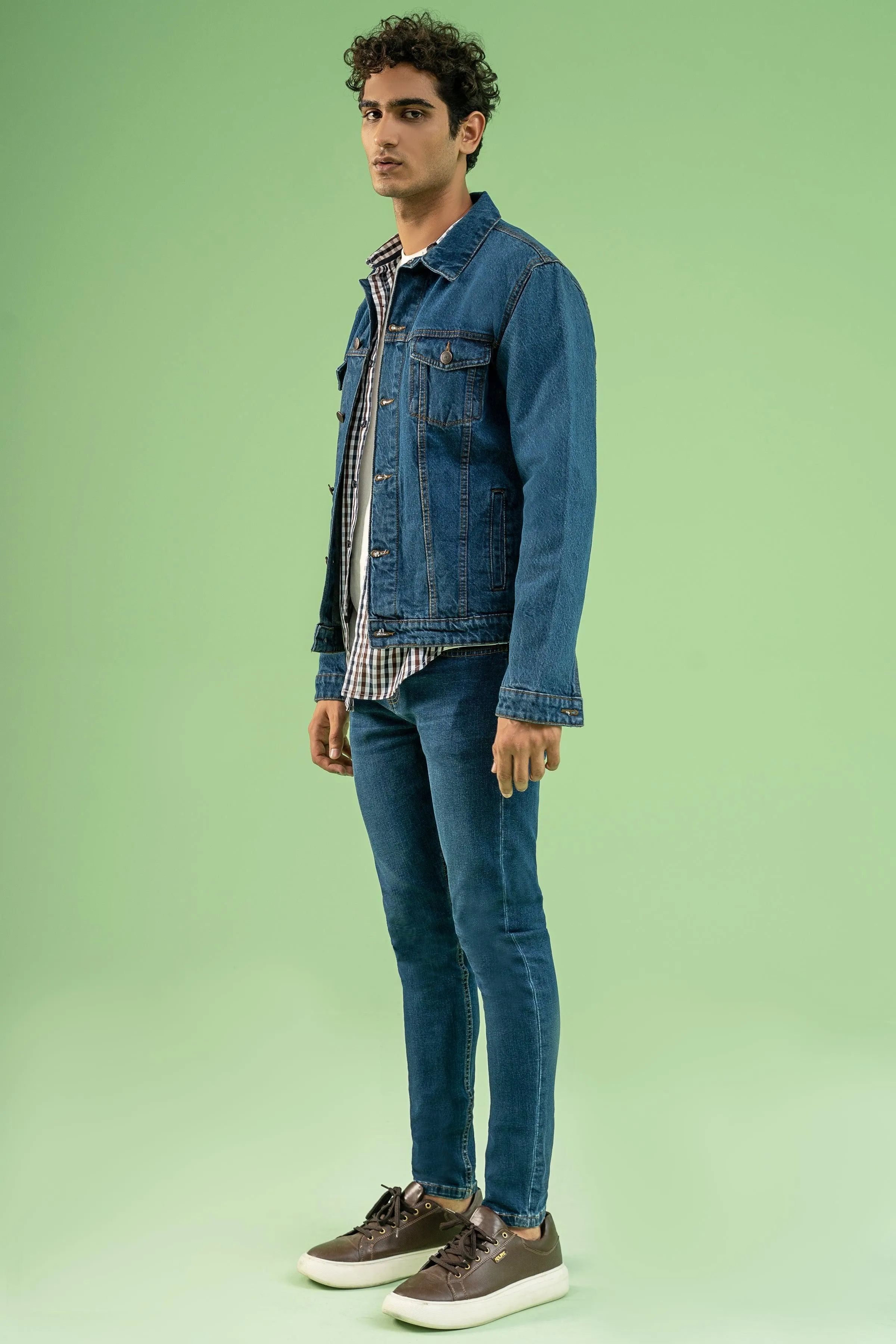 FULL SLEEVE DENIM JACKET DARK BLUE