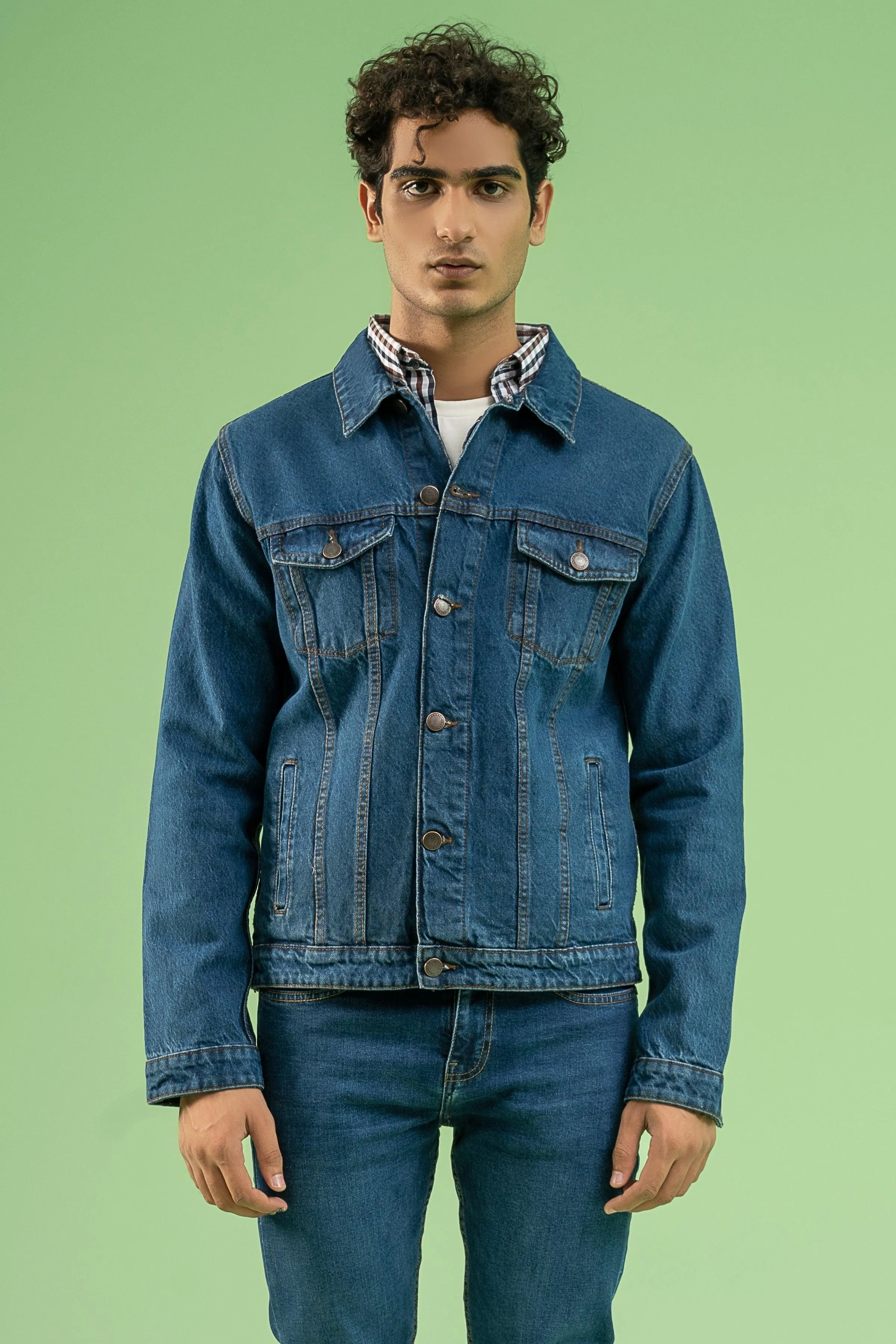 FULL SLEEVE DENIM JACKET DARK BLUE