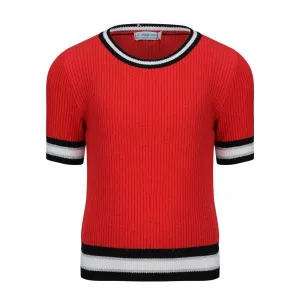 GIRLS RED KNITTED CASUAL SWEATER