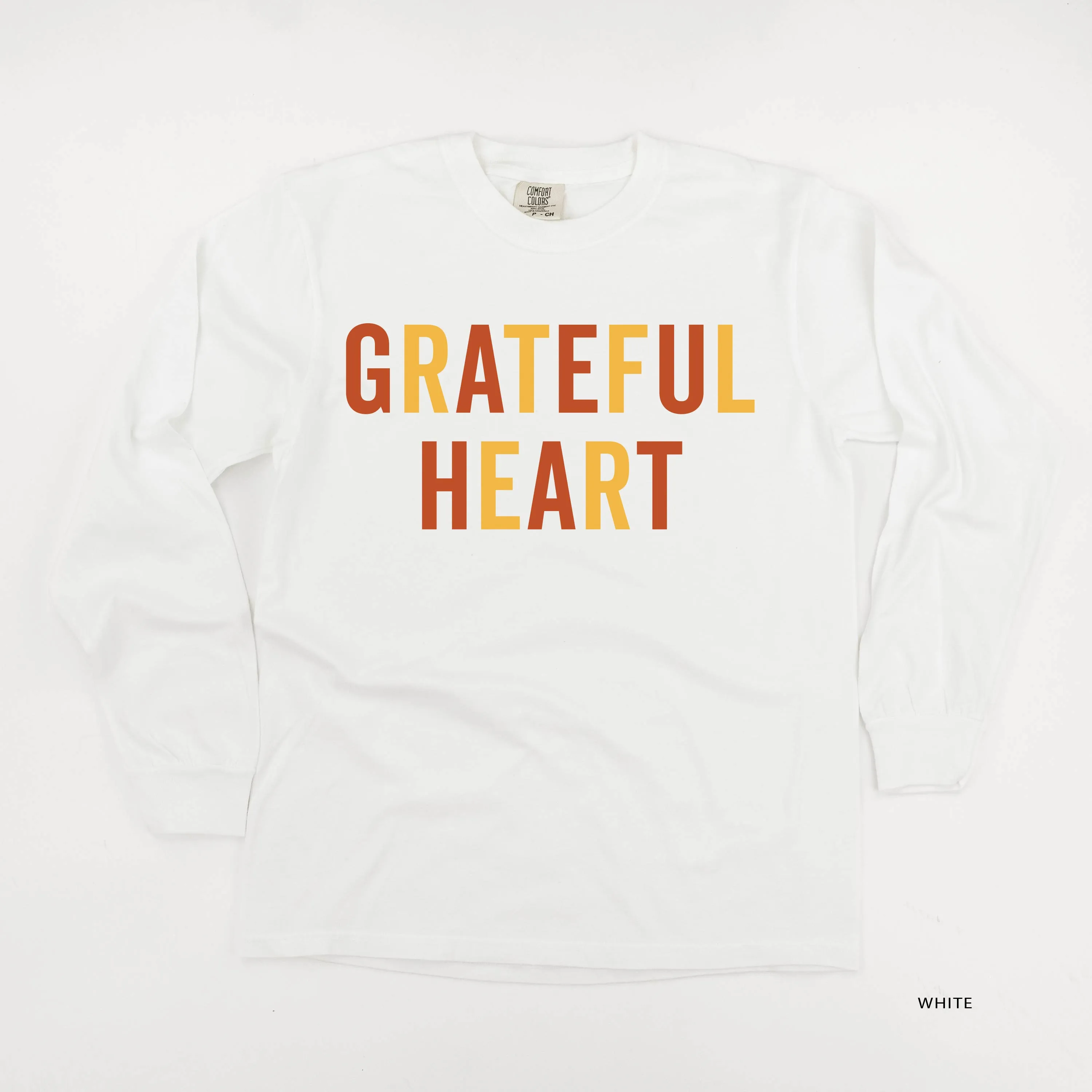 Grateful Heart - Block Font - LONG SLEEVE COMFORT COLORS TEE