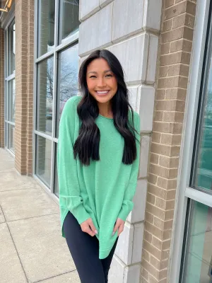 Green Soft Boat Neck Top