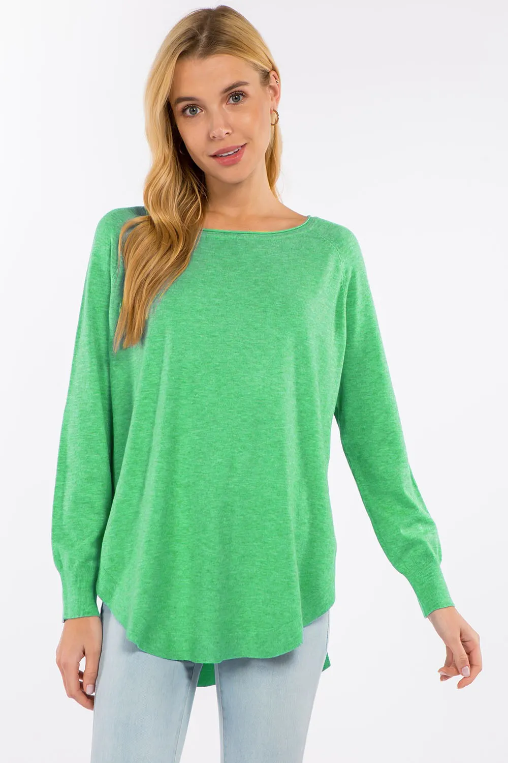 Green Soft Boat Neck Top