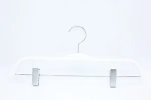 HIZHO Birch Wood Pant/Skirt Hangers With Great Quality Clips - 360 Degree Swivel Chrome Hook - Lacquered Finish Super Sturdy and Durable Wooden Hangers - 5 Pack
