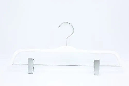 HIZHO Birch Wood Pant/Skirt Hangers With Great Quality Clips - 360 Degree Swivel Chrome Hook - Lacquered Finish Super Sturdy and Durable Wooden Hangers - 5 Pack