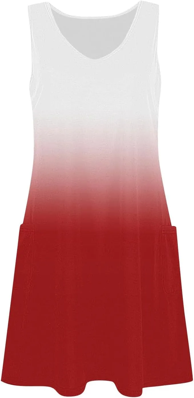 hlysgo Summer Dresses for Women 2025 Trendy Tie-Dye Print Sleeveless V Neck Coverup Beach Dress Casual Flowy Mini Sundress