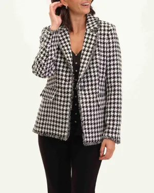 Houndstooth Textured Boucle Jacket