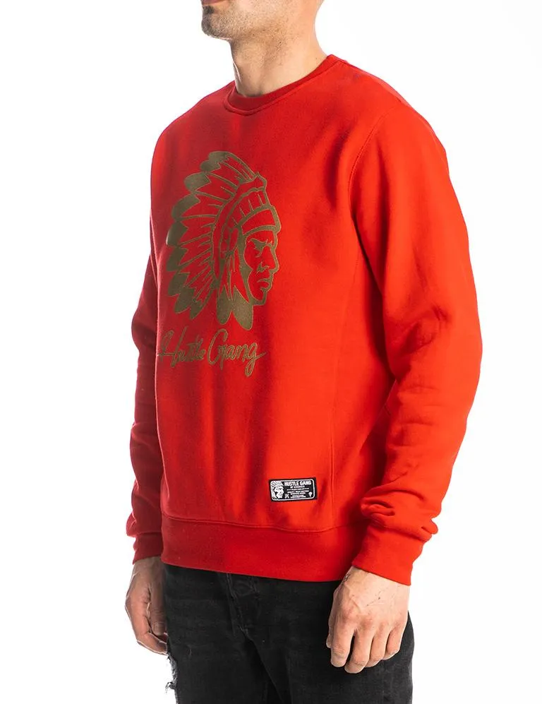 HUSTLE GANG SIGNATURE CHIEF SWEATSHIRT IN RED