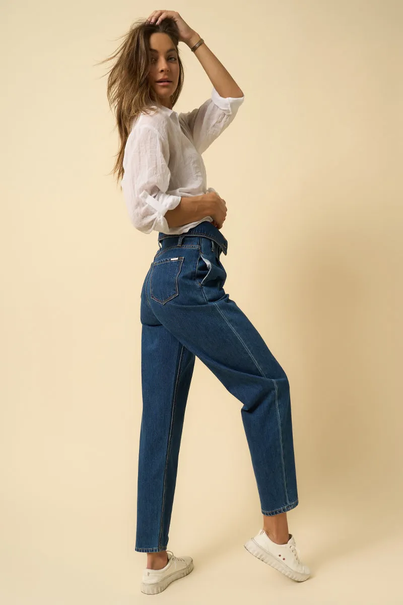 Insane High Rise Flap Waisted Relaxed Jeans